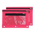 thumbnail image 1 of Unique Bargains Pencil Pouch for 3 Rings Binder, 2 Pack Oxford Cloth Mesh Zipper Binder Pouch Pencil Case Rose Red, 1 of 7