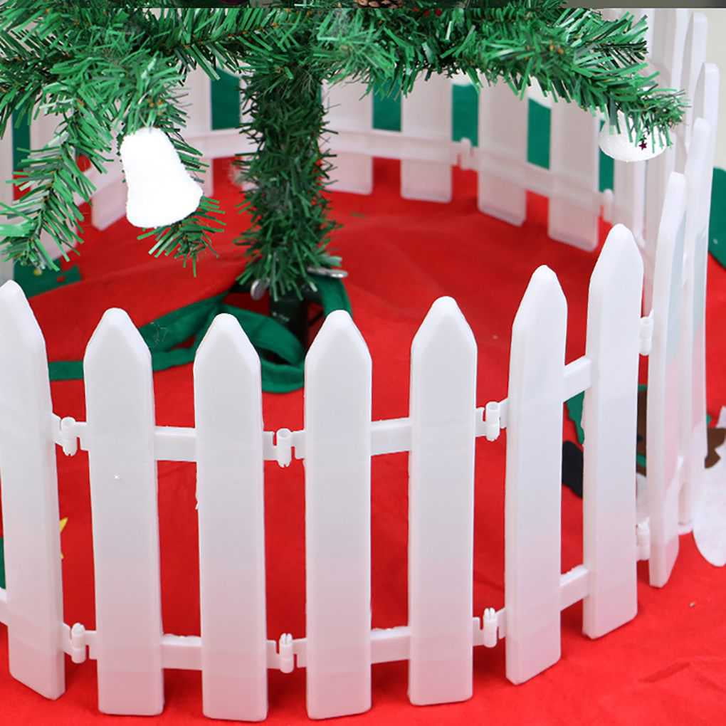 10pcs White Plastic Picket Fence Miniature Home Garden Christmas Xmas