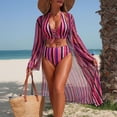 thumbnail image 2 of DAFEI Women's Plus Size 3 Piece Swimsuits Triangle Bikini Set with Drawstring Semi Sheer Cover Up Bathing Suit, 2 of 8
