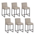 thumbnail image 6 of Usaint Sets of 6 Bar Stools with Thickened Metal Frame, Mid Back 26 Inch Counter Height Upholstered Modern Bar Chairs for Kitchen Island,Brown, 6 of 8