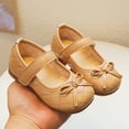 thumbnail image 4 of FAOWME Child Small Leather Shoes Bow Tie Solid Color Flat Shoes Little Girl Shoes Soft Soled Dance Shoes Kids Khaki 12-18, 4 of 8