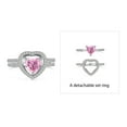thumbnail image 2 of Flydeer 2Pcs 1CT Pink Heart Cut Zirconia Love Halo Engagement Wedding Ring Set Ladies Fashion 925 Silver for Women Size 9, 2 of 9