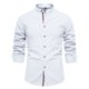 thumbnail image 1 of Camisa de manga larga con solapa para hombre: color liso, informal/para el día a día, poliéster, para todas las estaciones, tallas XS-XXL, perfecta para el trabajo/fiestas., 1 of 3