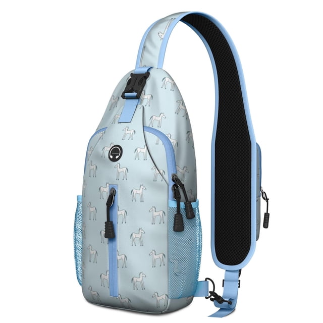 Retro Horse Crossbody Backpack with Rural Wild Horse and Pony Print, Floral Pattern Sling Bag, Lightweight Anti-theft Travel Daypack for Horse Lovers, Farm Style, Commuting, Short Trips, Gym