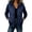 Blue, variant on Women Quilted Puffer Jacket Knit Sleeve Padded Coat Zip Up Hooded Outerwear,Relaxed Comfy Daily Outing Casual Wear,White,XXL
