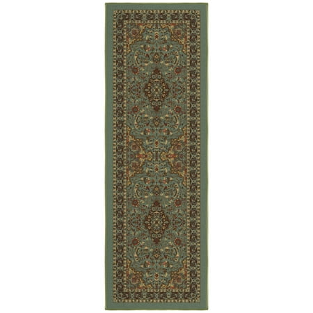 Condition photo showing Good Condition for Ottomanson Medallion Bathroom Runner Rug 20 x 59 - Non Slip Low Pile Carpet Seafoam Green