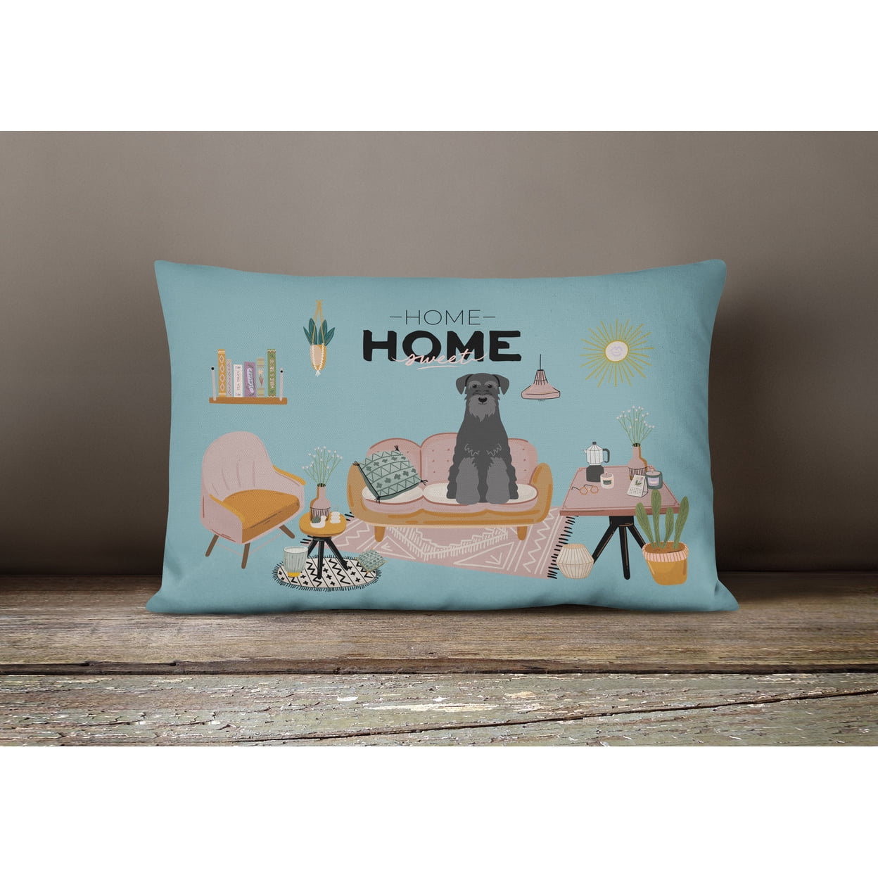 Caroline's Treasures CK7877PW1216 Black Standard Schnauzer Sweet Home Canvas Fabric Decorative Pillow, 12H x16W,