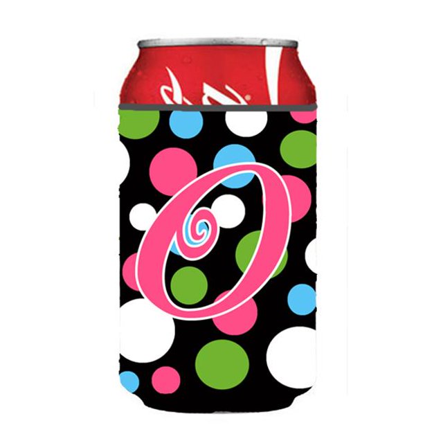 Letter O Initial Monogram - Polkadots And Pink Can Or Bottle Hugger