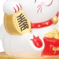 thumbnail image 3 of Yajisi 4 Inch Solar Powered Waving Lucky Cat Fortune Figurine Chinese Asian Desk Decor White / 10.16 cm, 3 of 4