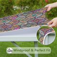 thumbnail image 6 of Yellow Floral Oval Pattern Square Fitted Tablecloth with Elastic Edge,Square Table Cover,Washable Elastic Table Cover for Home Kitchen Party Decor 34"x34", 6 of 6