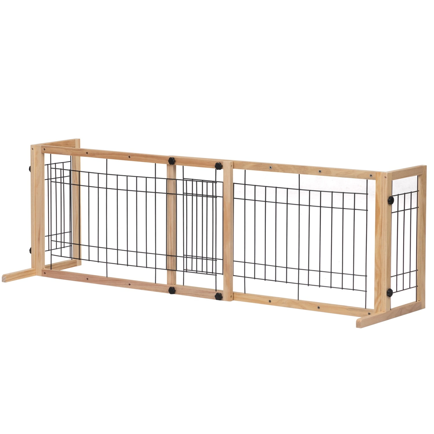 Pefilos Freestanding Pet Gate Adjustable from 40"- 71" Sturdy Solid Wood Dog Gate for Indoor Stairs, Orange