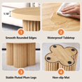 thumbnail image 5 of WIRRYTOR Round Coffee Table Set of 2, Modern Fluted Coffee Table and Side Table Set with Plum Base, Wood Living Room Accent Tables, Natural, 5 of 9