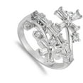 thumbnail image 4 of Clear Cubic Zirconia Criss Cross Flower Statement Ring .925 Sterling Silver Band White Female Size 6, 4 of 4