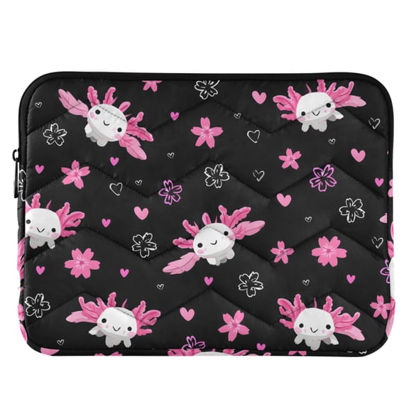 ALAZA Axolotl Pink Flower Pattern Laptop Sleeve Case for 13-14 Inch Computer Cover Bag Medium