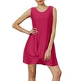 thumbnail image 2 of THDHVS Summer Dresses for Women 2025,Plus Size Dresses,Women's Casual Solid Color Round Neck Short-Sleeve Casual Dress Hot Pink 2XL, 2 of 7