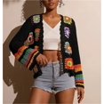 thumbnail image 4 of Cárdigans florales de ganchillo for mujer, cárdigan bohemio con abertura frontal, suéter, Tops de manga larga, moda Primavera Verano, 4 of 5
