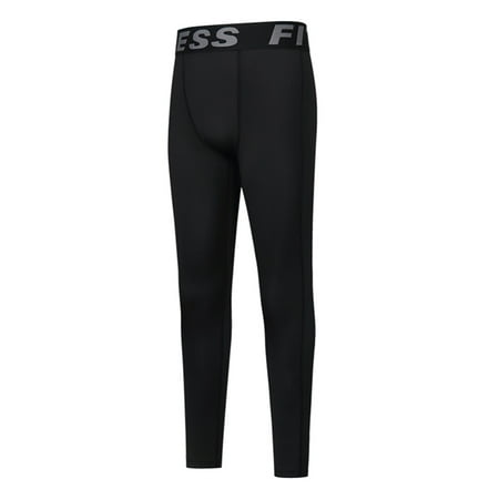 GYRATEDREAM Boys Youth Compression Leggings Pants Sports Tights Athletic Base Layer for Basketball Running Hockey Jiu Jitsu for 11-12Y Black
