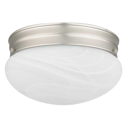 Sunset Lighting F3296-53 Flush Mount with Faux Alabaster Mushroom Glass, Satin Nickel Finish