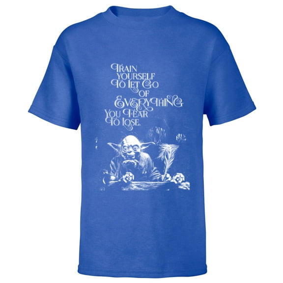 Star Wars Yoda Quote Let Go of Everything You Fear to Lose - Short Sleeve T-Shirt for Kids - Customized-Royal