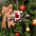 thumbnail image 2 of Hxlamzoo Funny Dachshund with Santa Acrylic Christmas Ornaments - Playful Holiday Decorations for Dog Lovers, 2 of 6