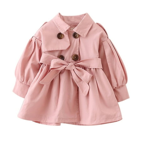 

LOVEBAY Toddler Baby Girl Trench Coat Dress Long Sleeve Windbreaker Outerwear Kids Casual Windbreaker Outerwear