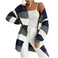 thumbnail image 3 of Sakmal Women Cardigan Sweater Tunic Lightweight Cute Open Front Cardigan Striped Long Blue Sweater, 3 of 4