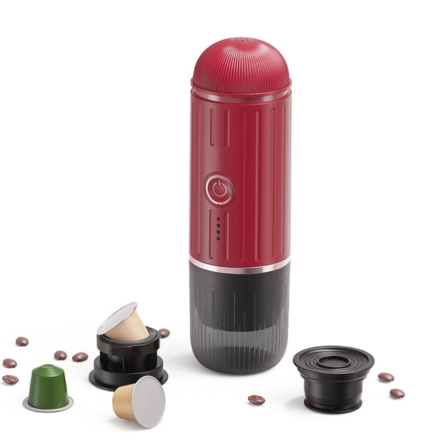 Cafetera Eléctrica Portátil Compatible con Cápsulas NS y Café Molido 19 Bar 100W Calefacción Inalámbrica Cafetera Espresso De Viaje Máquina para Viajes/Camping/Oficina/Hogar