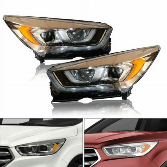 2017 2018 2019 fits Ford Escape Headlights Headlamps Replacement Pair Left Right