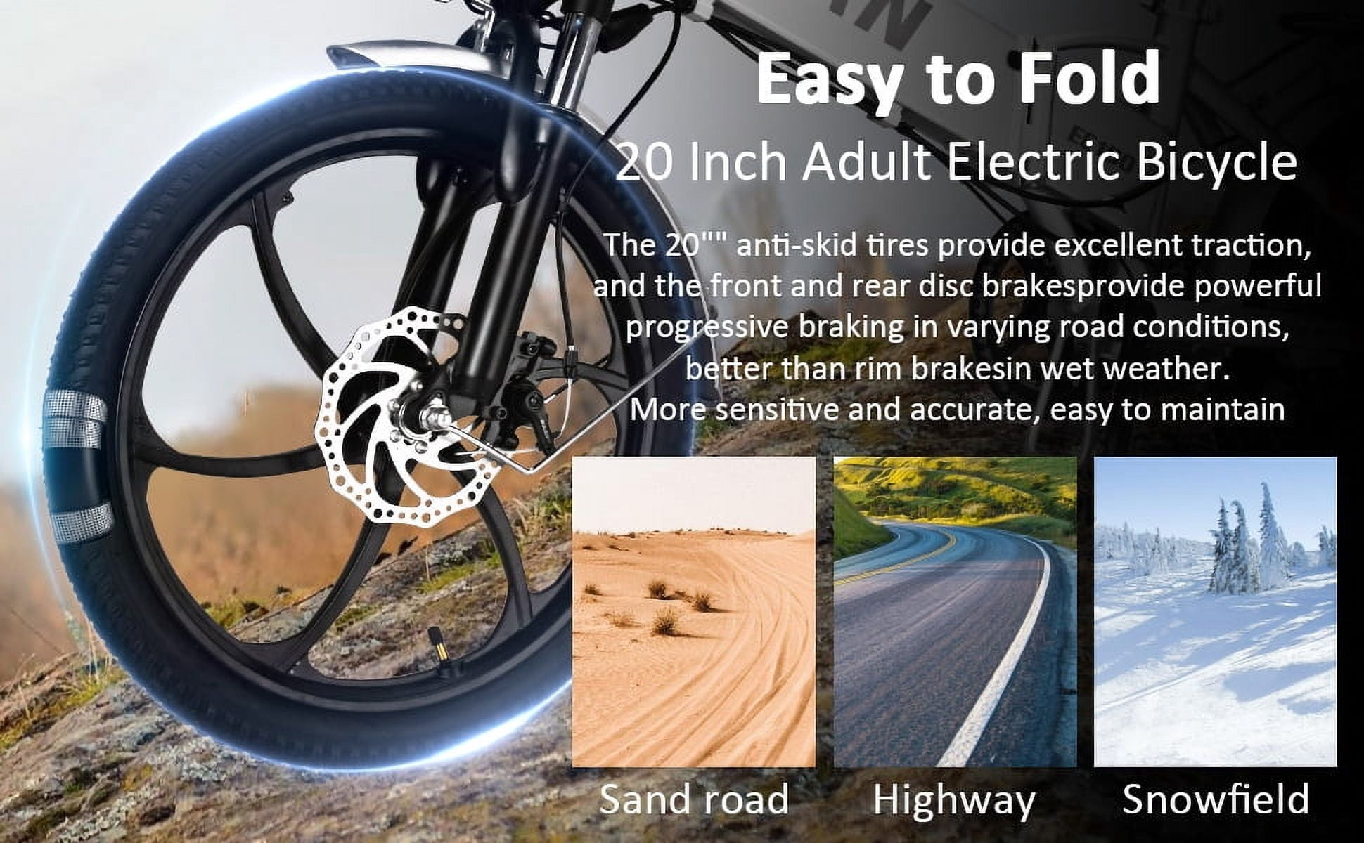 Folding Electric Bike, 20" 48V High-Performance Folding Electric Bike - 750W Motor20MPH Speed, 50Miles Range, 48V 18Ah High Capacity Removable Battery- ldeal ForCommuting And Leisure Rides