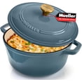 thumbnail image 1 of Olla holandesa de hierro fundido esmaltado de 6 cuartos MÜELLERHOME, resistente, apta para horno hasta 500 °F y en todas las estufas, bandeja para pan con tapa y perilla, utensilios de cocina de hierr, 1 of 5