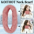 thumbnail image 2 of KOITHOT 5 Pcs Women Winter Beanie Hat Gloves Scarf Set, Warm Thick Soft Knitted Touch Screen Pink, 2 of 6