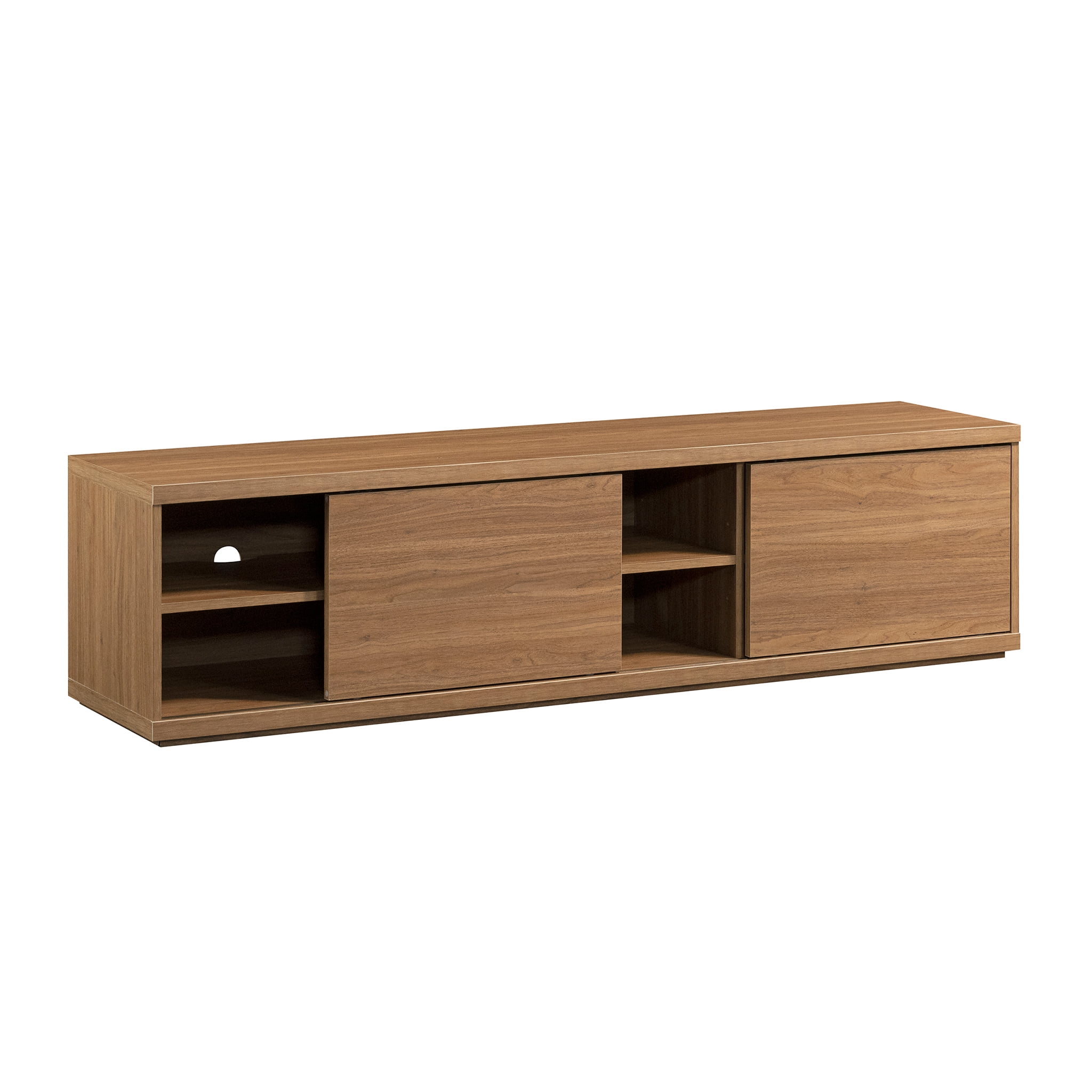 Mainstays Westley Sliding Door TV Stand for TVs up to 75”, Warm Walnut Finish