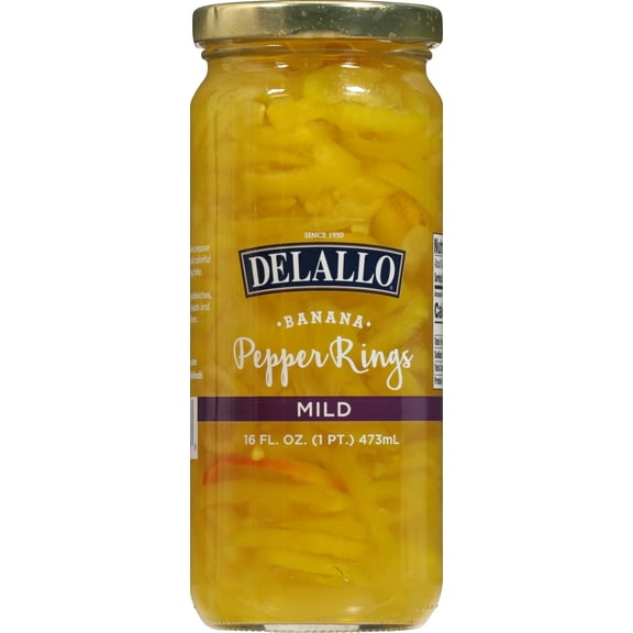 Delallo Mild Banana Ring Peppers 16 oz (Pack of 12)