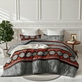 thumbnail image 3 of HGmart Bohemian-style black striped queen 3 pieces comforter set, stylish and simple design, comfortable and breathable, creating a warm and cozy bedroom atmosphere., 3 of 4