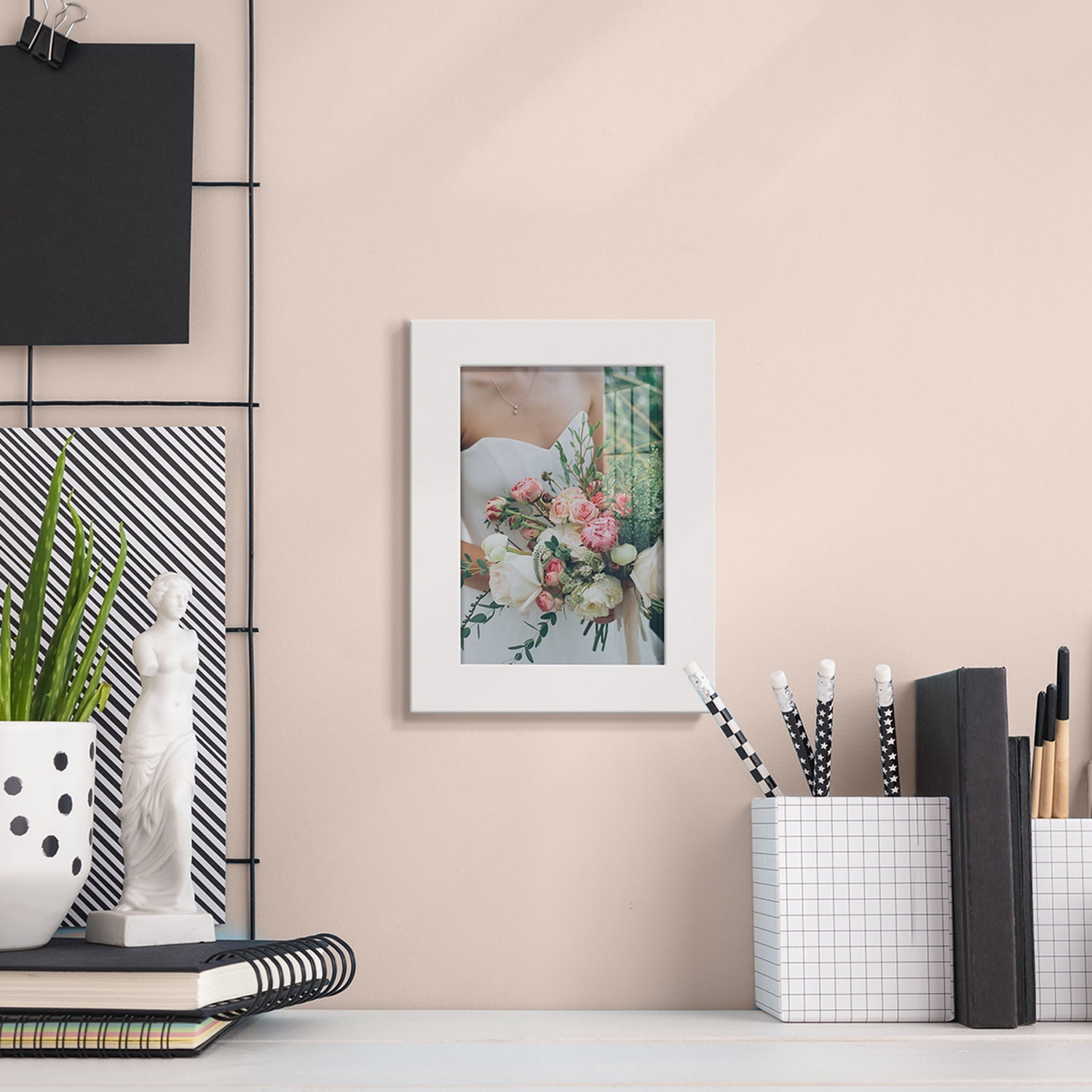 Modern 3.5 in. x 5 in. White Picture Frame (Set of 2)