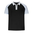 thumbnail image 4 of EGNMCR Chemises à Manches Courtes pour Hommes, T-shirt Décontracté d'Été, chandail-Over Patchwork à Fermeture Éclair,, 4 of 7