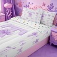 thumbnail image 3 of meiyoeat Girls Personalized Monogram T Zipper Twin Comforter Sets with Fitted Sheet and 2 Pillowcases,Cute Bowknot Initial Art Zipper Bedding Set For Girl,Reversible,4 Pieces, 3 of 7