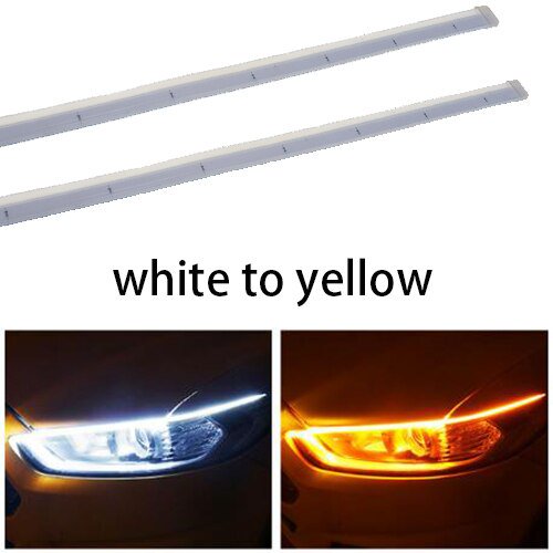 2 piezas por lote, luz de circulación diurna LED DRL para coche, tira impermeable Flexible, faros delanteros para coche, luces de flujo de freno de señal de giro blanca, 12V Tan Jianjun unisex