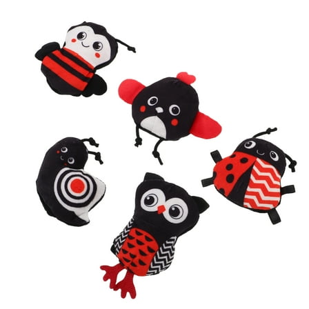 WORGEOUS 5pcs Soft Plush Animal Finger Puppets For Babies 0-1 Year Old Chewable Cute Animal Educational Toy For Sensory Development And Teething