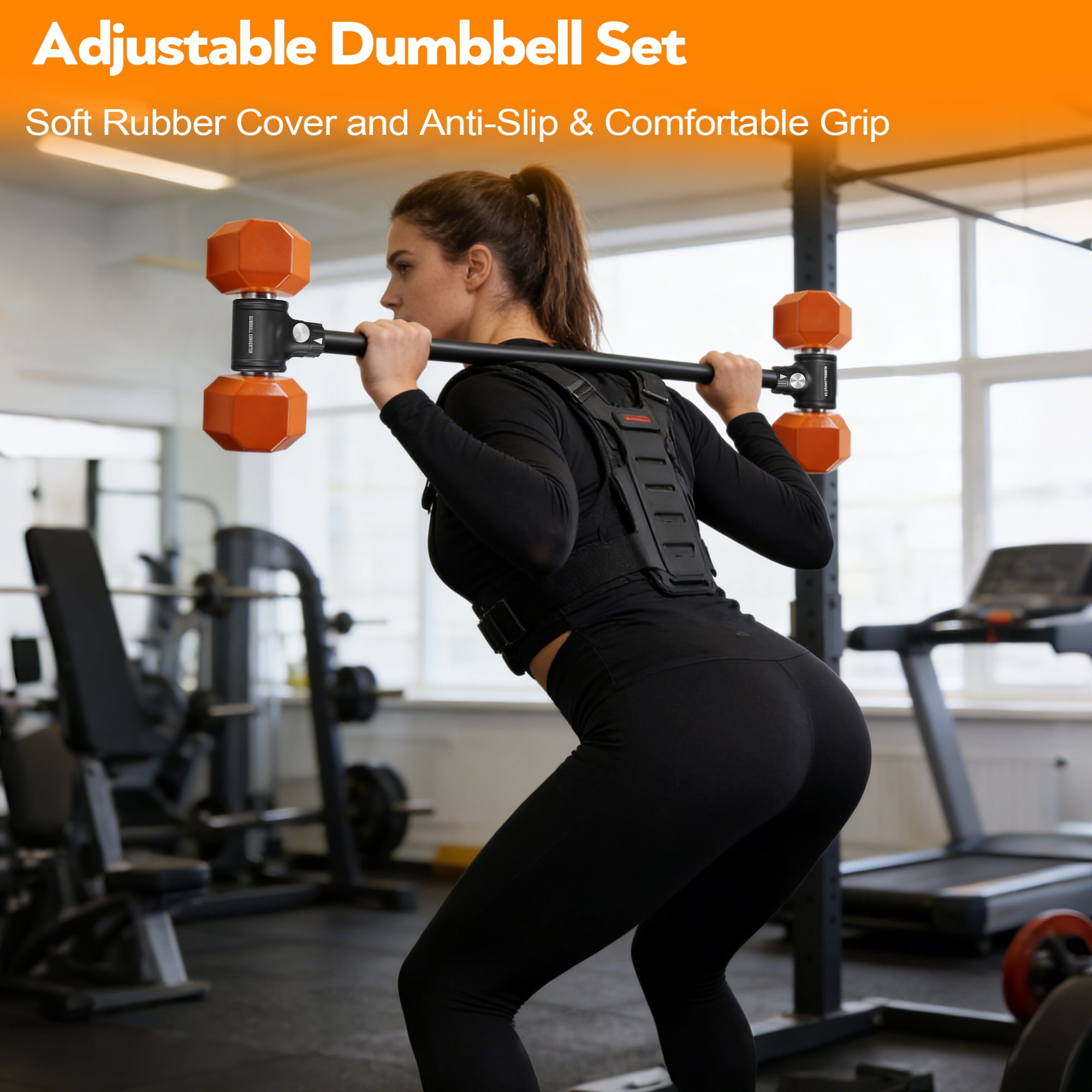 WOOTMIN Converter Adjustable Dumbbell to Barbell, 200 lb