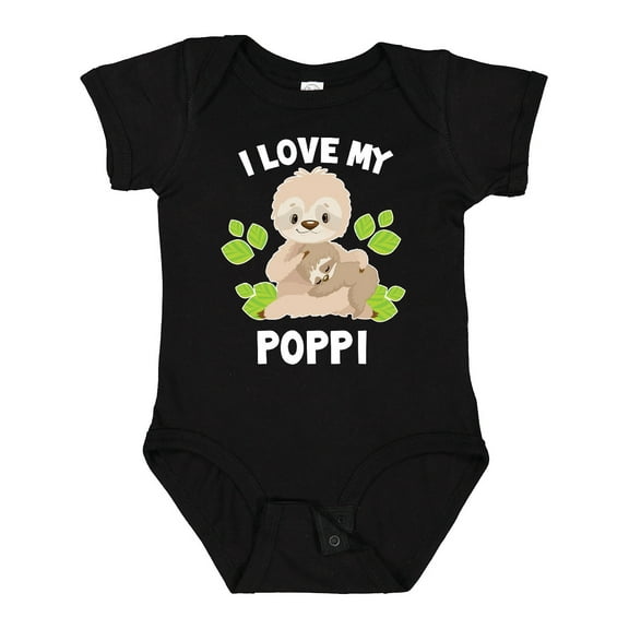 Inktastic Cute Sloth I Love My Poppi with Green Leaves Boys or Girls Baby Bodysuit