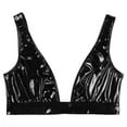 thumbnail image 5 of Sxiwei Women's Wet Look Pu Leather Bra Top Plunging Tank Crop Top Vest Bustier Rave Dance Bra Black XXL, 5 of 7
