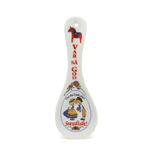 Scandinavian Gift Outlet Kitchen 10" Ceramic Spoon Rest Swedish Gift "Var Sa God"