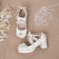 thumbnail image 2 of SACFOF Women's Kawaii Shoes Cross Strap Pumps Cute Ankle Strap Mary Jane Shoes Wedding Lace Mid Chunky Heel Pumps, 2 of 6