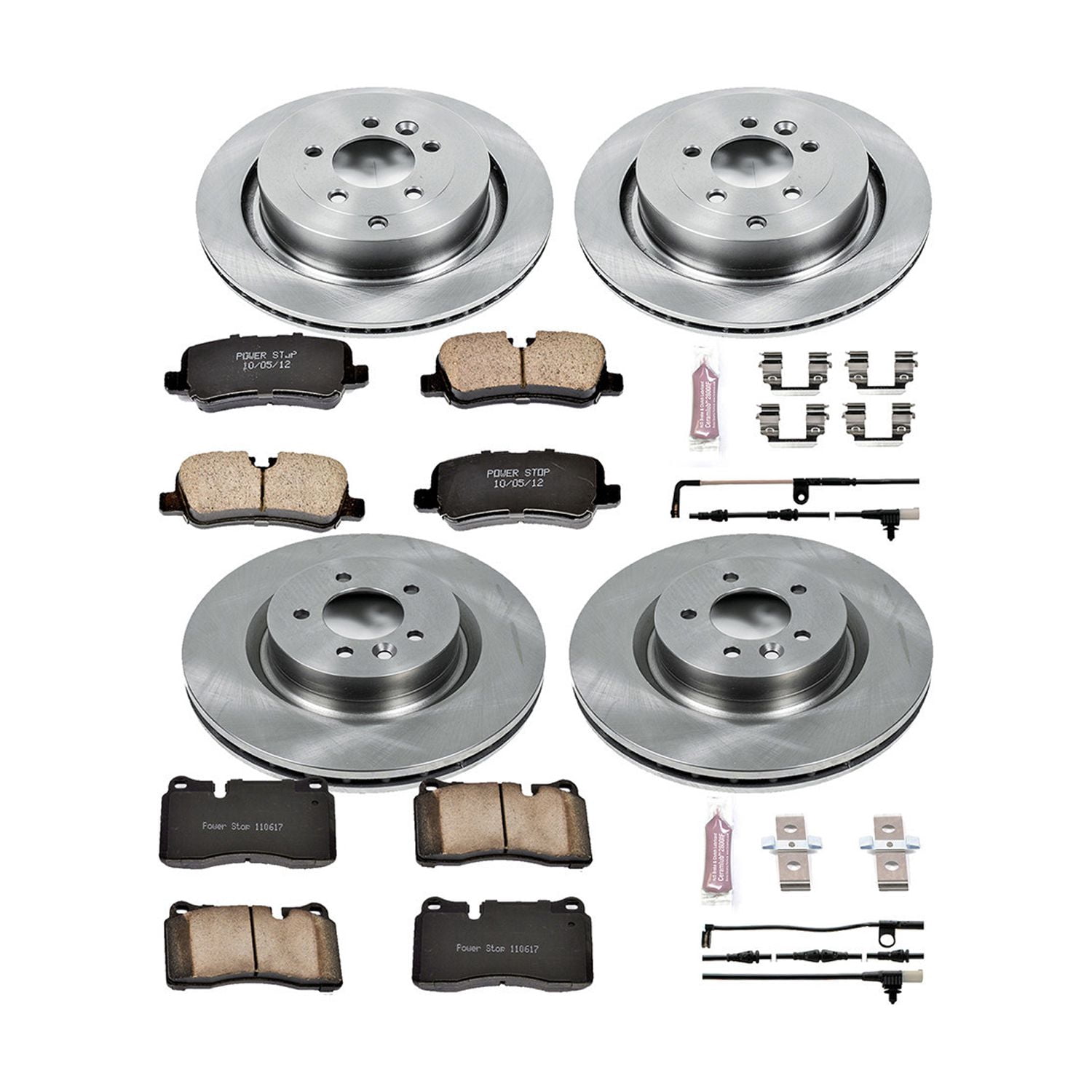 Power Stop Front and Rear Stock Replacement Brake Pad and Rotor Kit KOE5443 Fits 2006 Land Rover Range Rover Sport