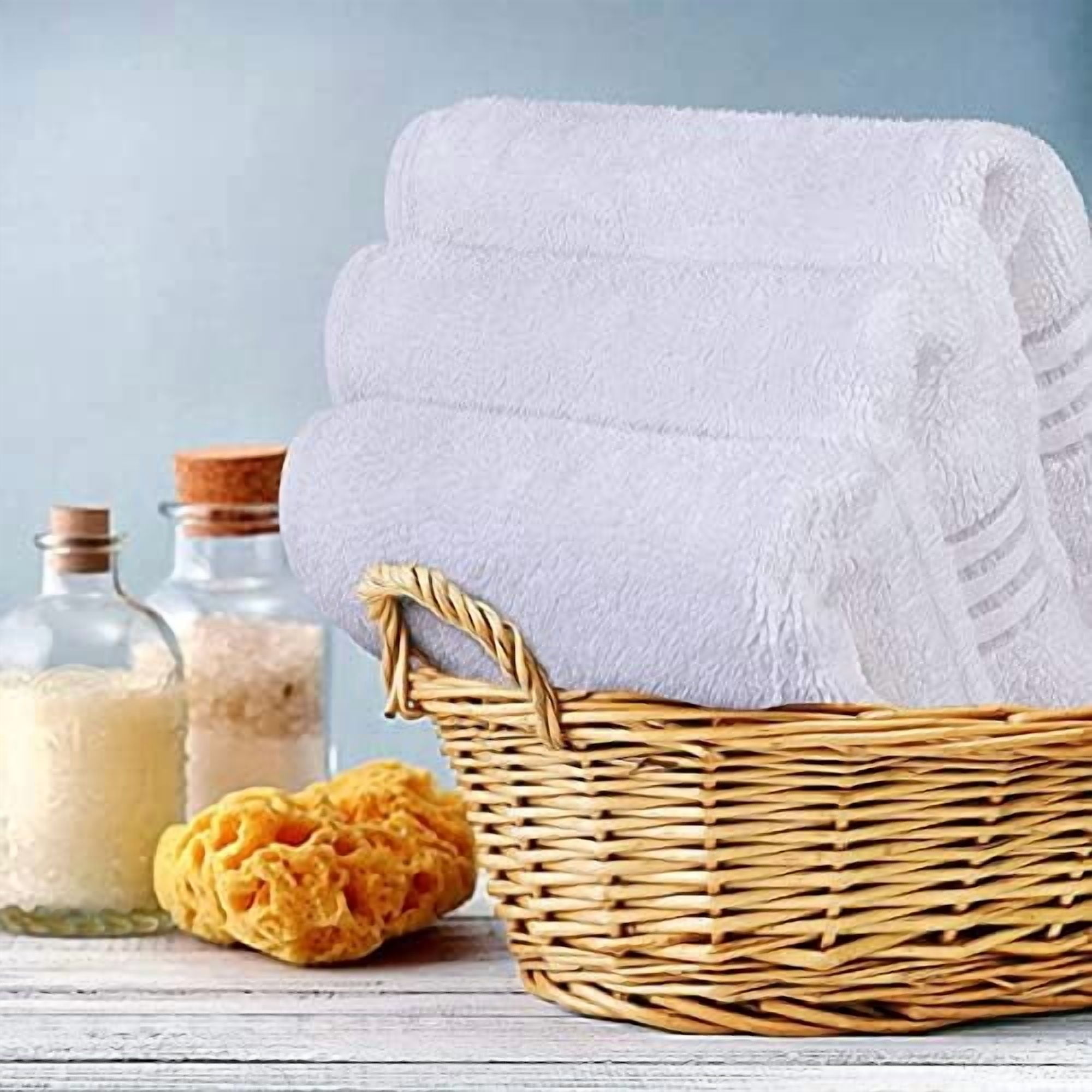 12 Pack Premium Wash Cloths Set, 12 by 12 Inches, 100% Cotton Ring Spun, Highly Absorbent and Soft Feel Washcloths for Bathroom, Spa, Gym, and Face, White