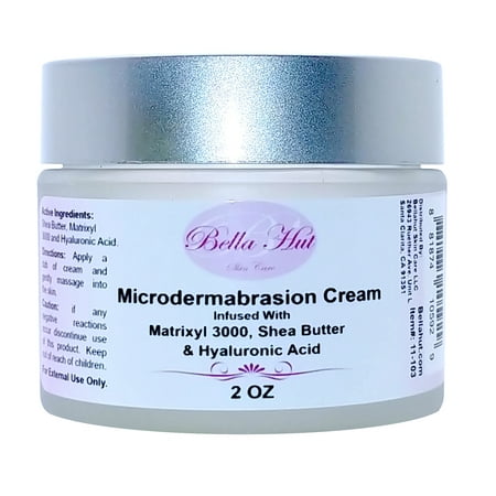 Bellahut Microdermabrasion Cream, 2 OZ, with HYALURONIC ACID, MATRIXYL 3000 and SHEA BUTTER, Helps Diminish Blemishes, Acne Scars and Evens Skin (Best Way To Diminish Scars)