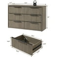 thumbnail image 6 of SICOTAS 53.5" Wide 6 Drawer Dresser for Bedroom, Farmhouse Chest of Drawers with Black Handles, Fluted Wood Storage Cabinet for Living Room, Grey, 6 of 10