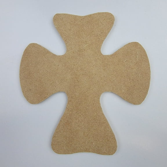 6"Fat Cross #23, Unfinished Wood Art Shape by Wooden Craft Cutouts, 1-8 Thickness