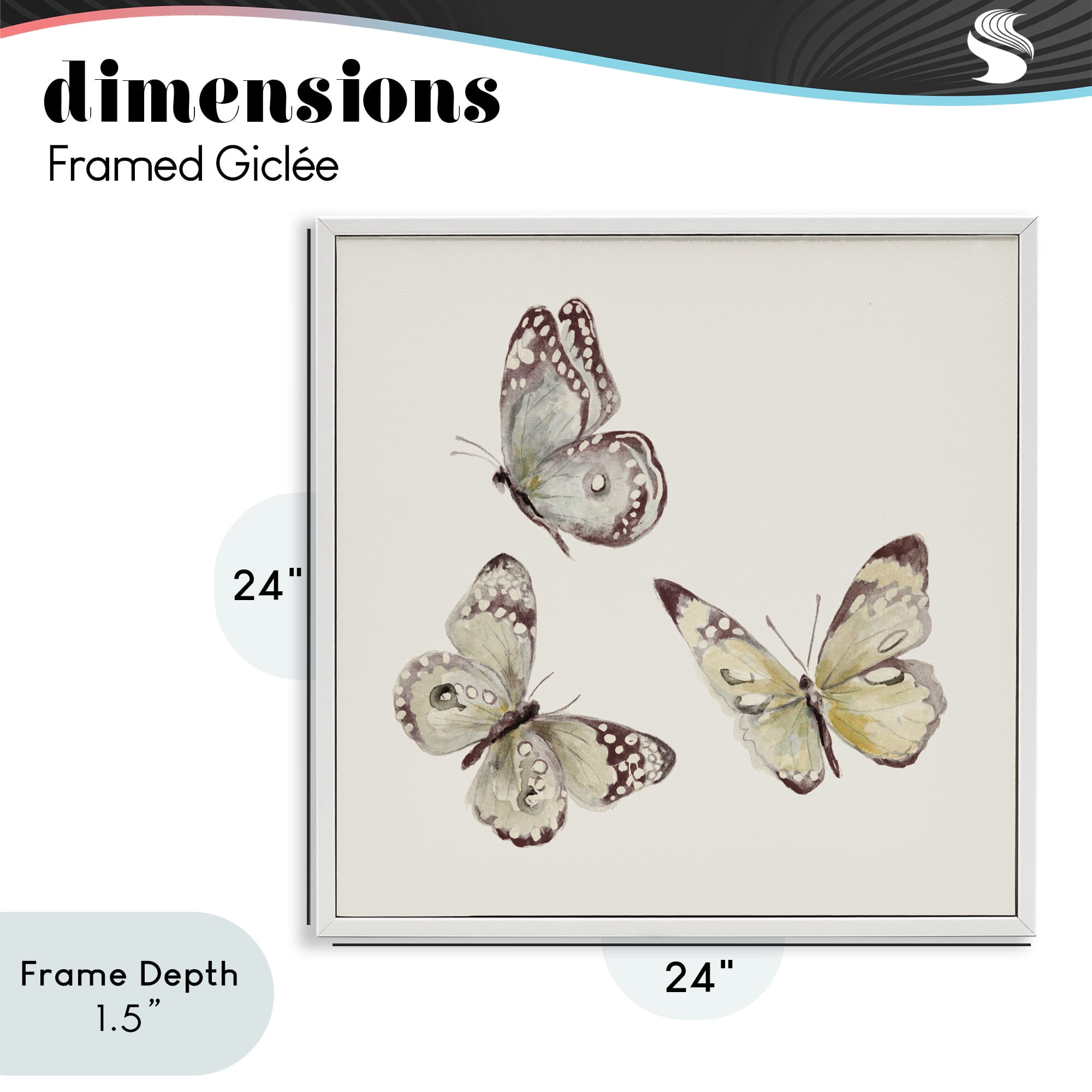 Stupell Industries Isolated Butterflies on Beige White Framed Giclee Art, design by Patricia Pinto
